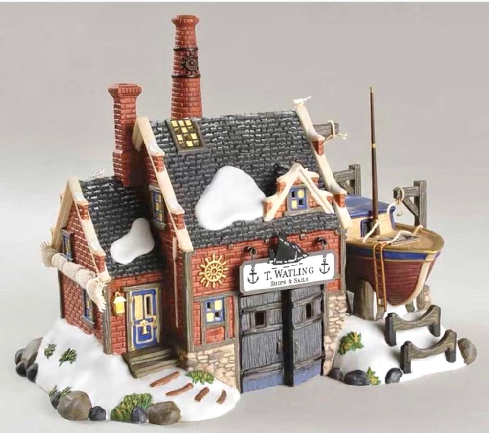 Vintage Dept 56 T. Watling SHIPS & SAILS Dickens Village Hand Painted RARE